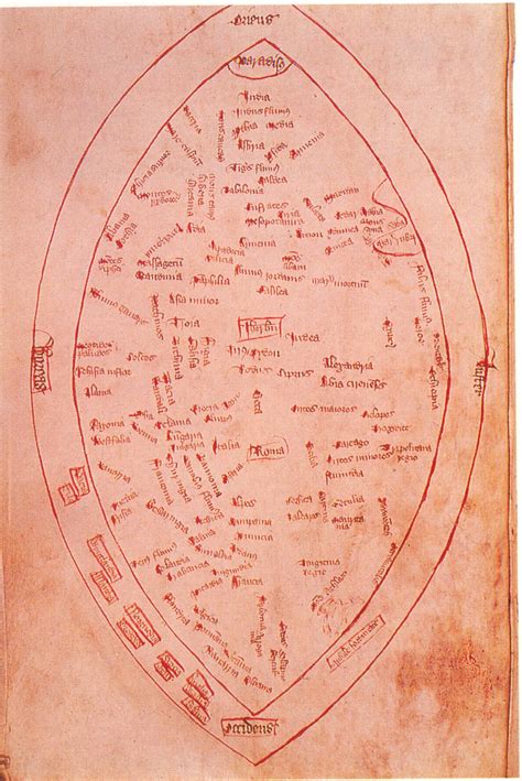 Mappa Mundi Di Higden In Polychronicon 1350 Circa 355 X 21 Cm