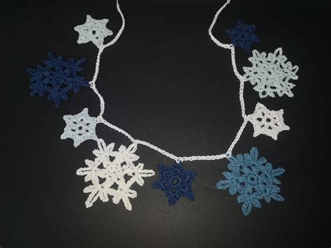 Crochet snowflake garland christmas | Etsy