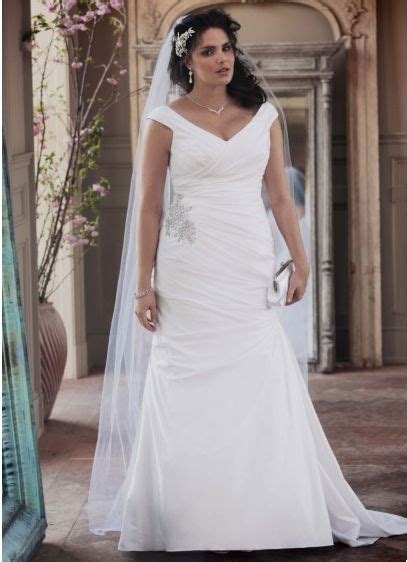 Off The Shoulder Taffeta Gown With Beaded Waist Davids Bridal
