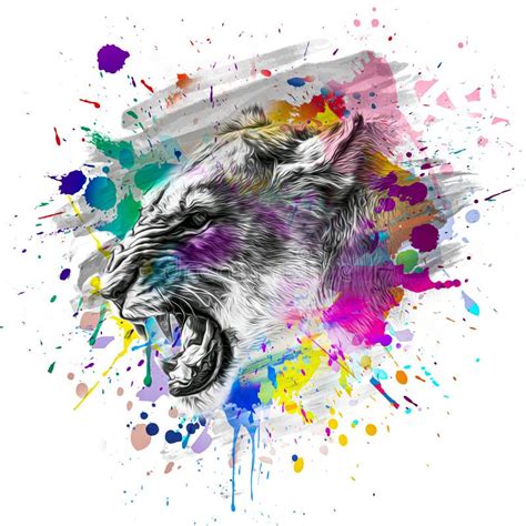 Bright Abstract Colorful Background With Tiger Stock Illustration