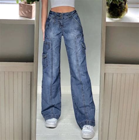 Y2k Blue And Baggy Pants High Waisted Sexy Denim Pants Jeans Etsy