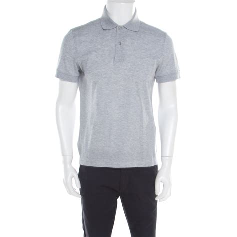 Tom Ford Grey Piquet Logo Embroidered Short Sleeve Polo T-Shirt M Tom