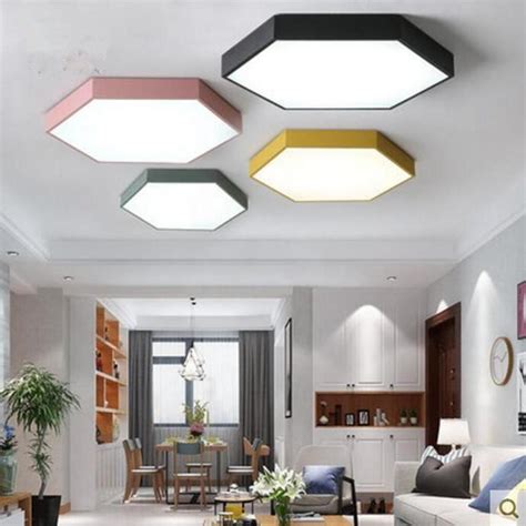 Ultrathin Led Modern Ceiling Light Hexagon Iron Acrylic Indoor Lamp