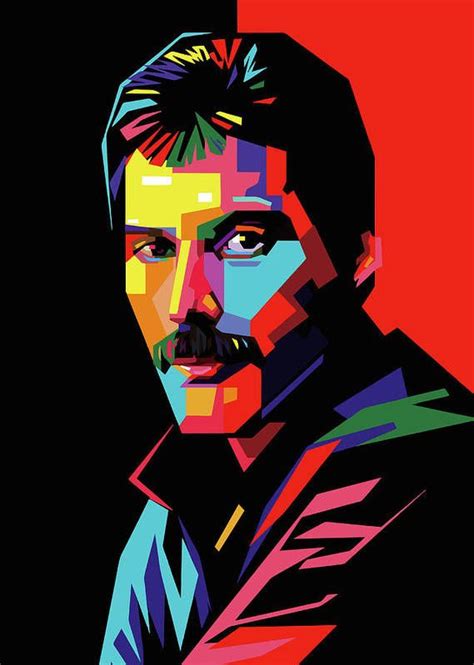 Freddie Mercury Black Background Wpap Pop Art Art Print By Ahmad