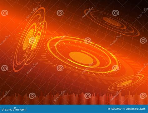 Abstract Digital Technology Orange Background Stock Vector