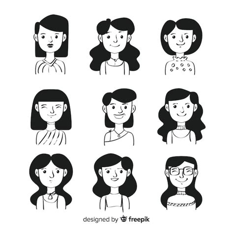 Hand Drawn People Avatar Collection Vector Free Download