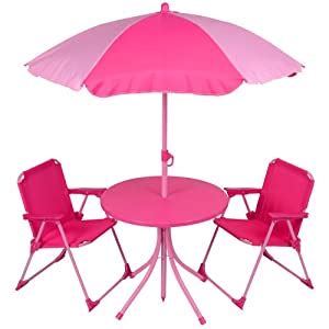 Folding lawn chairs & tables (46) sort by: Kids 4pc Garden Patio Furniture Set Pink Table Parasol ...