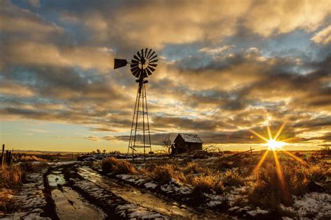 Rustic Windmill Photo Old Country Barn Landscape Sunset Etsy
