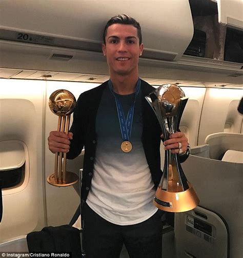 Cristiano Ronaldo Celebrates On Plane Back To Madrid With Club World