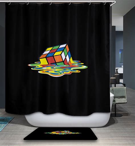 Melted Magic Rubiks Cube Geek Shower Curtain Gojeek
