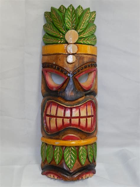 Home Decor Painted Wood Tiki Mask Measures 195 X 6 Arte Com