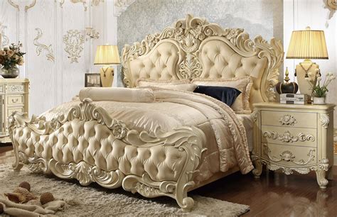 Buy Homey Design Hd 5800 King Panel Bedroom Set 3 Pcs In Cream Pearl