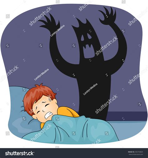 Illustration Of A Little Boy Having A Nightmare While Sleeping