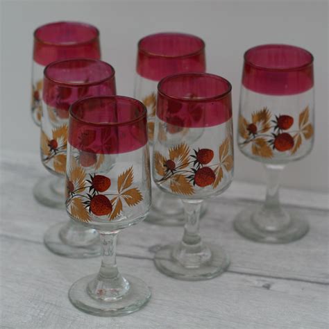 Set Of 6 Sherry Glasses Liqueur Port Retro Vintage Glasses 1960s
