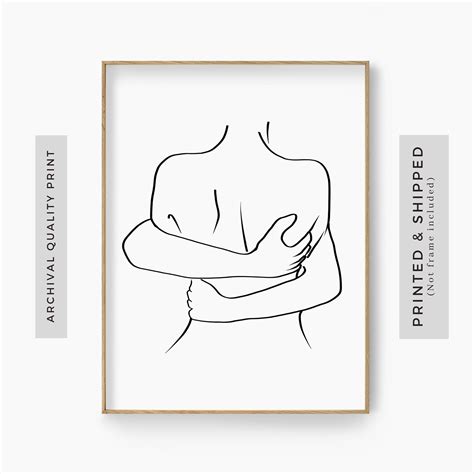Hugging Couple Line Art Print Minimalist Female Line Drawing Etsy