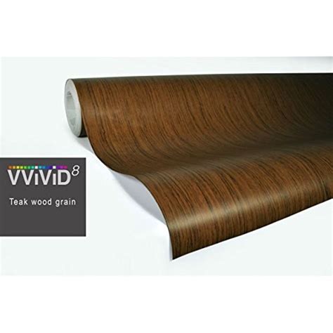 Vvivid Teak Wood Grain Faux Finish Textured Vinyl Wrap Roll Sheet Film
