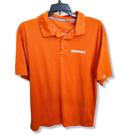 Whataburger Uniform Polo Shirt Short Sleeve Orange Striped Workers Size