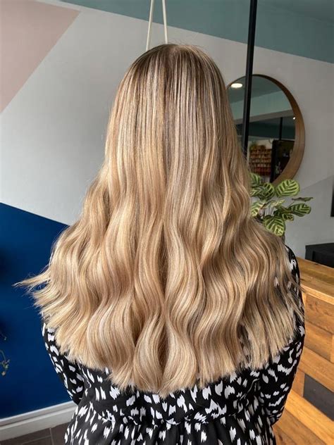 creamy blonde balayage by amy — hays salon