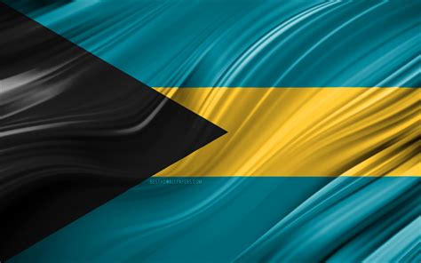 Download Wallpapers 4k Bahamian Flag North American Countries 3d