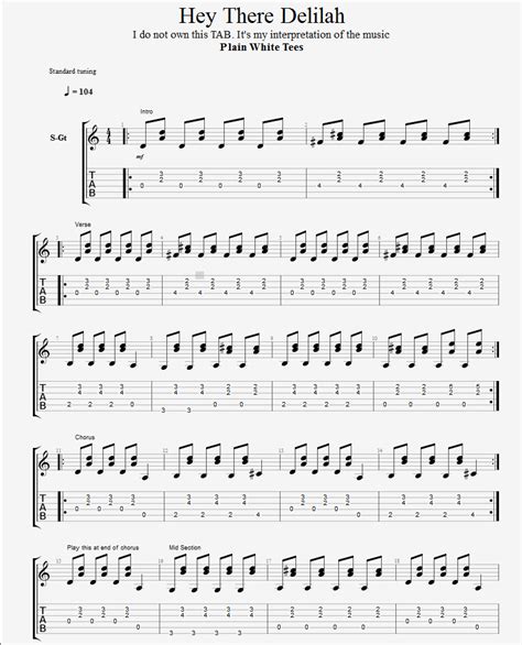 Hey There Delilah Guitar Chords For Beginners Sheet And Chords Collection