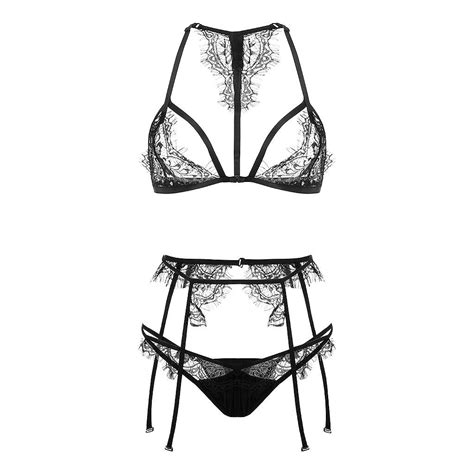 Tam 3pcs Bra G String Garter Suit Womens Top Erotic Lingerie Lace Set Underwear Buy At A Low