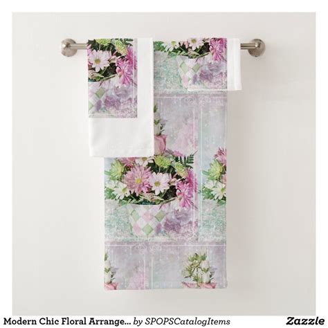 Modern Chic Floral Arrangement Bath Towel Set Floral