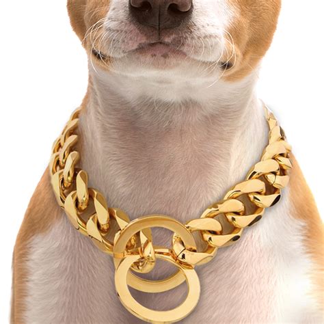 Gold Pinch Chain Elegant And Stylish Dog Collar Cuban Link Choke Design