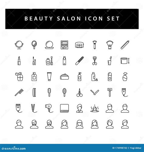 Beauty Salon Icon Set With Black Color Outline Style Design Stock