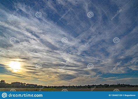Cloudy Sky Over The Meadows Stock Photo Image Of Grass Water 126462128