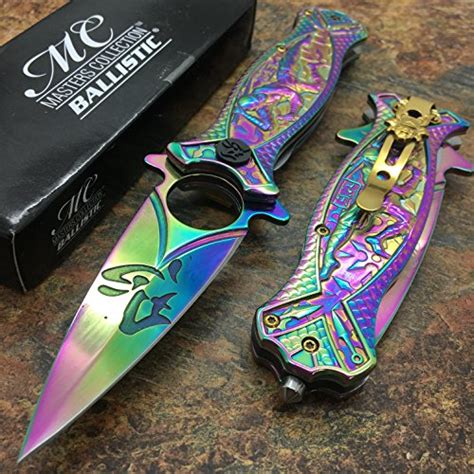 Masters Collection Mc A030rb Spring Assist Folding Knife Rainbow Blade