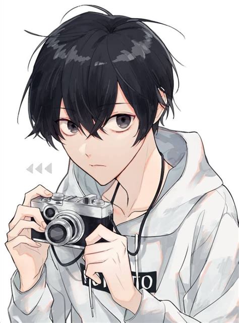 Anime Guy Photographer Black Hair Cute Anime Guys