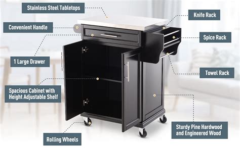 We do this by providing the world's most imaginative space and productivity solutions. HOMCOM Kitchen Island Wooden Cart Serving Trolley Storage ...