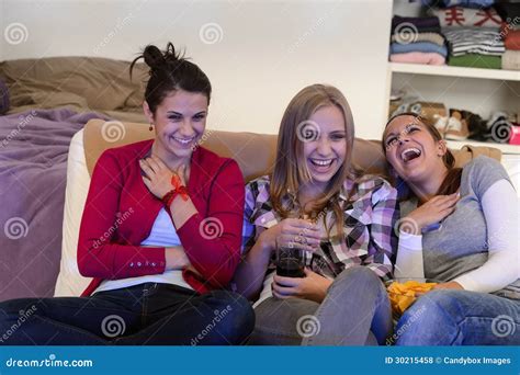 Girls Watching Thriller On Tv Royalty Free Stock Image 29809174