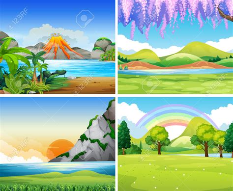Cartoon Drawing Of Nature Scenery Scenery Drawing For Kids Nature Art
