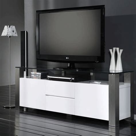 Caught in a traffic jam during the olympics ceremony? Tv-meubel hoogglans wit en RVS accenten - Giani Elda - LUMZ.nl