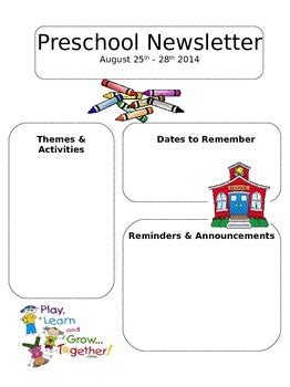 Editable Newsletter Template Preschool Daycare or Elementary | TpT