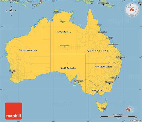 Savanna Style Simple Map Of Australia