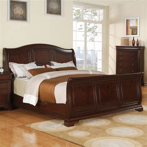 Elements International Cameron Queen Transitional Arched Sleigh Bed