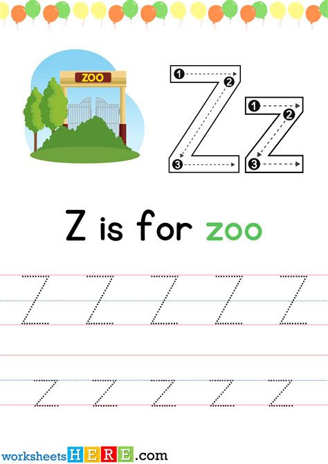 Tracing Letter Z Uppercase And Lowercase Pdf Worksheet For Kindergarten