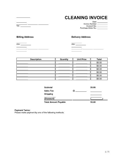 Cleaning Invoice