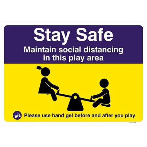 Play Area Social Distance Hand Gel Safety Sign Safety