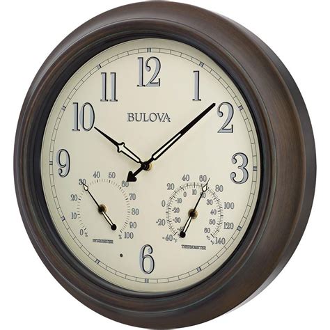 Bulova 18 In H X 18 In W Outdoor Wall Clock With 2 Step Metal Case