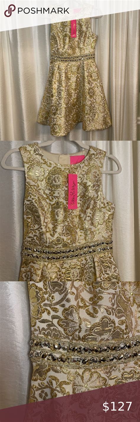 Nwt Lilly Pulitzer Levy Dress In Gold Metallic Lilly Pulitzer
