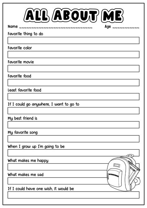 14 All About Me Printable Worksheet For Adults In 2022 All About Me