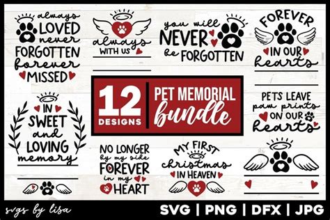 Pet Memorial Svg In Memory Of Dog Or Cat With Paw And Wings