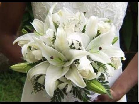 White, stargazer lily, bridal bouquet with roses. White Stargazer Lilies Wedding Bouquets - YouTube
