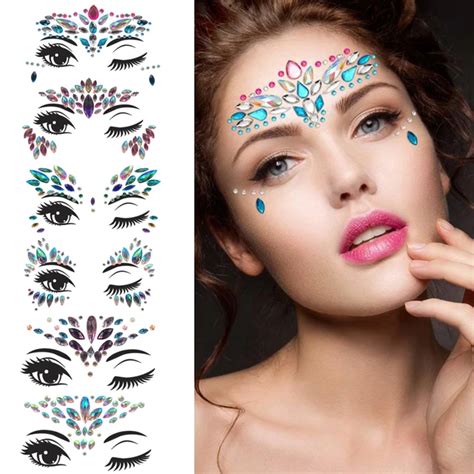 Buy 24 Styles Adhesive Sticky Gems Sticker Makeup Face