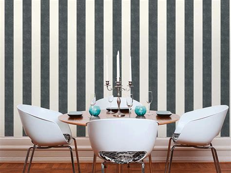 As Creation Thick Wide Stripe Lines Wallpaper Non Woven Textured Linen