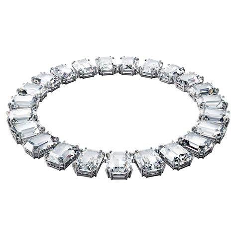 Swarovski Octagon Cut Clear Crystals And Rhodium Millenia Choker Necklace