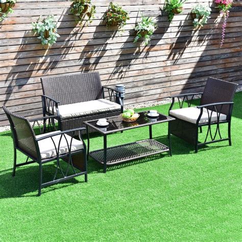 It is very functional, stylish and designed to meet your needs! 4 Piece Outdoor Sectional Patio Furniture Set